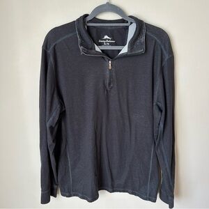 Tommy Bahama Washed Black Quarter-Zip Long Sleeve SweatShirt Men’s Size XL